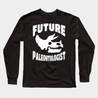 Future Paleontologist Triceratops Dinosaur White Skull Long Sleeve T-Shirt